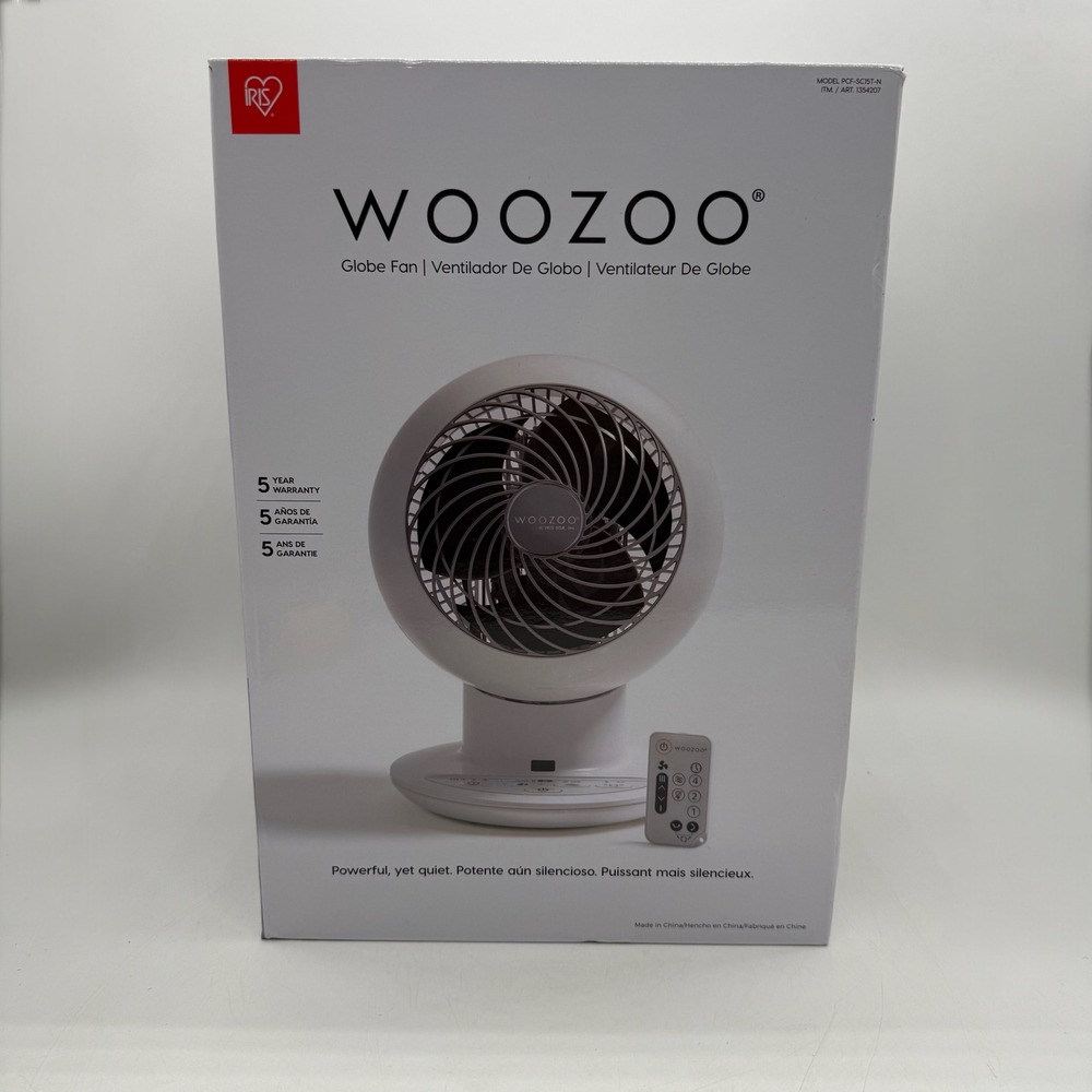 Woozoo Globe Fan IRIS USA PCF-SC15T-N White Oscillating Remote Control New